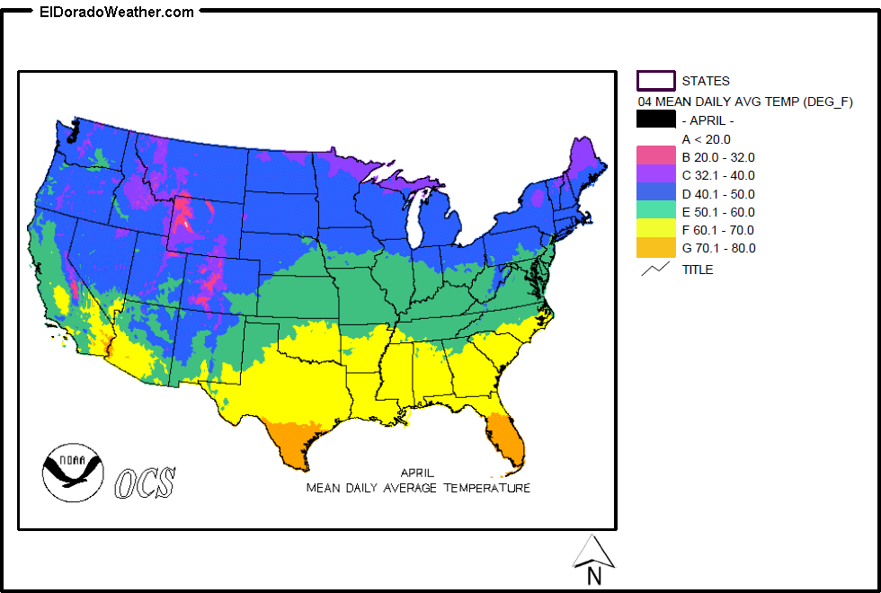 United States April Yearly Annual Mean Daily Average Temperature